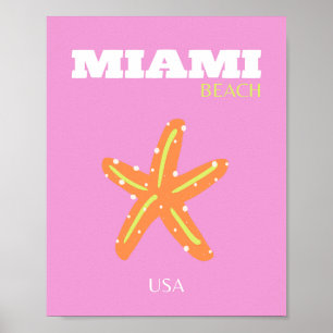 Miami, Miami Beach, Florida, Preppy, Pink, Orange ポスター