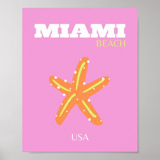 Miami, Miami Beach, Florida, Preppy, Pink, Orange ポスター (正面)