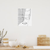 Miami Minimalist Map (Black & White) ポスター (キッチン)