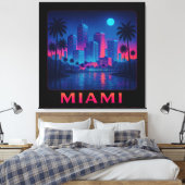 Miami Moonrise - Neon Skyline キャンバスプリント (インサイチュ (寝室))