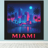 Miami Moonrise - Neon Skyline キャンバスプリント (インサイチュ (ウッドフロア))