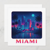 Miami Moonrise - Neon Skyline Card (正面/裏面)
