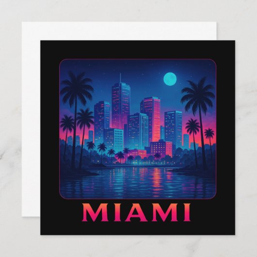 Miami Moonrise - Neon Skyline Card (正面/裏面)