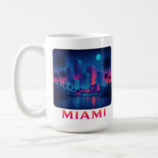 Miami Moonrise - Neon Skyline Graphic Tee コーヒーマグカップ