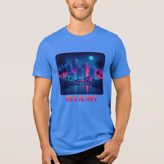Miami Moonrise - Neon Skyline Graphic Tee トライブレンドＴシャツ (正面)