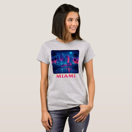 Miami Moonrise - Neon Skyline Graphic Tee Tシャツ (正面フル)