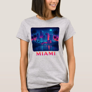 Miami Moonrise - Neon Skyline Graphic Tee Tシャツ