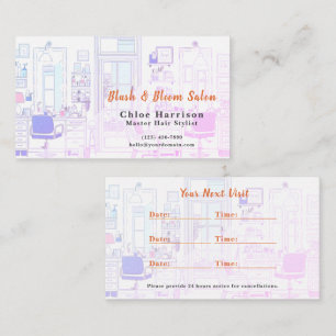 Miami Neon Vibrant Hair Salon Appointment Card & 名刺