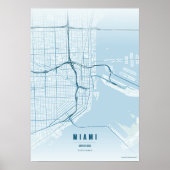 Miami OceanPrint Florida City Map Wallart Poster ポスター (正面)