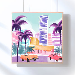 Miami Pastels | Messy Watercolor Painting ポスター