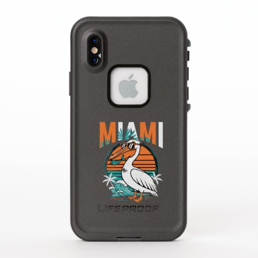 Miami Pelican Tropical Sunset Beach Design  LifeProof iPhoneケース (裏面)