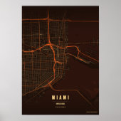Miami Print Florida City Map Wallart Poster Gift ポスター (正面)