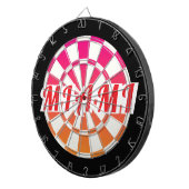 MIAMI Red text on Pink Orange Black And White ダーツボード (正面右)
