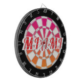 MIAMI Red text on Pink Orange Black And White ダーツボード (正面左)