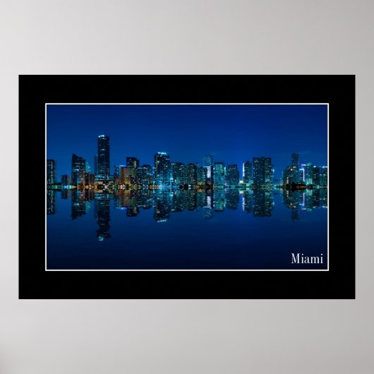 Miami skyline at night panorama - Poster ポスター (正面)