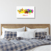 Miami skyline in watercolor キャンバスプリント (インサイチュ (寝室))