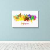 Miami skyline in watercolor キャンバスプリント (インサイチュ (ウッドフロア))