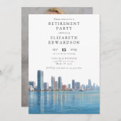 Miami Skyline Retirement Party Photo 招待状 (正面/裏面)