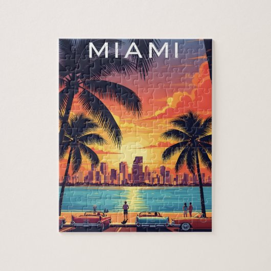 Miami Skyline Sunset ジグソーパズル (縦)