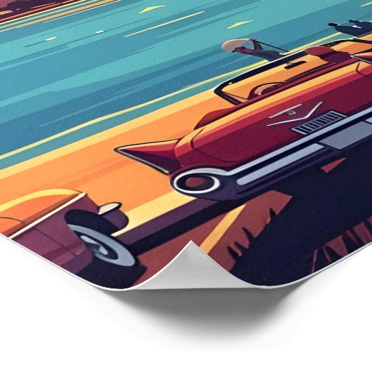 Miami Skyline Sunset ポスター (角)