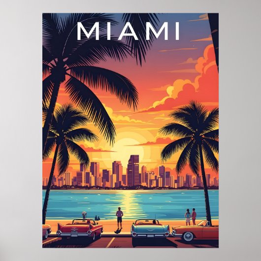 Miami Skyline Sunset ポスター (正面)