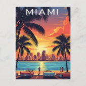 Miami Skyline Sunset ポストカード (正面)