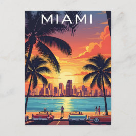Miami Skyline Sunset ポストカード