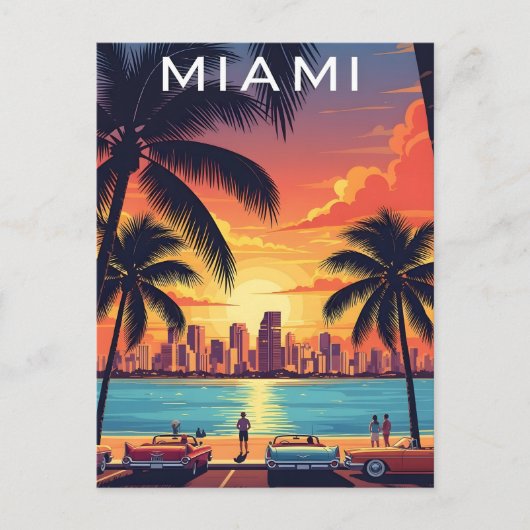 Miami Skyline Sunset ポストカード (正面)