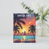 Miami Skyline Sunset ポストカード (スタンド正面)