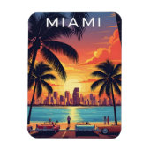 Miami Skyline Sunset マグネット (縦)