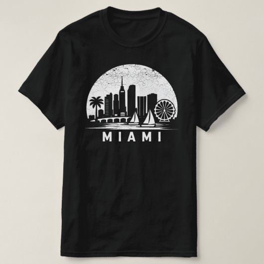 Miami Skyline Vintage Graphic Tee - Palm Trees  Tシャツ (デザイン正面)