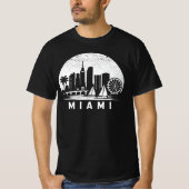 Miami Skyline Vintage Graphic Tee - Palm Trees  Tシャツ (正面)