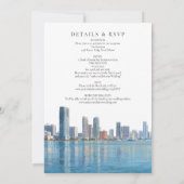 Miami Skyline Watercolor All In One Wedding 招待状 (裏面)