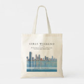 Miami Skyline Watercolor Girls Weekend トートバッグ (裏面)