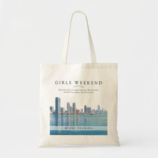 Miami Skyline Watercolor Girls Weekend トートバッグ (正面)