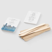 Miami Skyline Watercolor Wedding Program ハンドファン (組立なし)