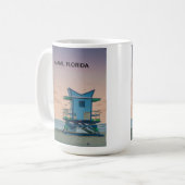Miami South Beach Florida Life Guard Ocean  コーヒーマグカップ (正面左)