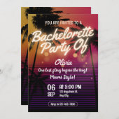 Miami Summer Girls Weekend Bachelorette Party 招待状 (正面/裏面)