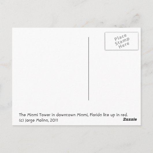 Miami Tower, reflections of red ポストカード (裏面)