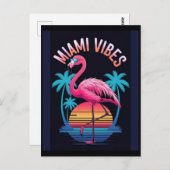 Miami Vibes Summer Flamingo Design-63454 ポストカード (正面/裏面)