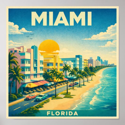MIami Vintage Travel Poster ポスター (正面)