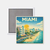 Miami Vintage Travel Poster Magnet マグネット (正面/裏面)