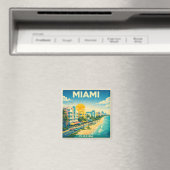 Miami Vintage Travel Poster Magnet マグネット (インサイチュ (食洗機))