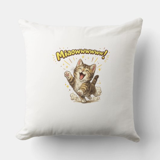 Miaowwwww! | Funny Cat Throw Pillow for Cat Lovers クッション (正面)