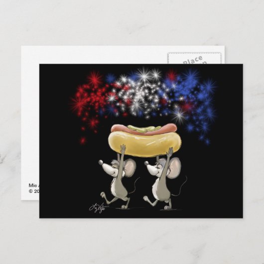 MicとMacの7月の夜のピクニックはがき ポストカード (正面/裏面)