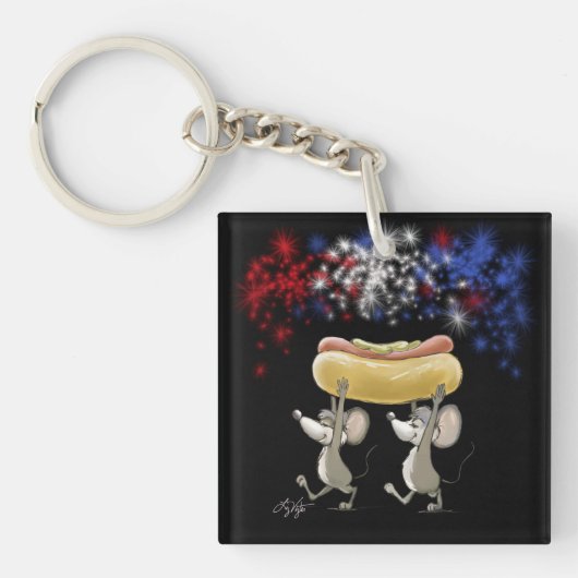 MicとMacの7月の夜のピクニック – Keychain キーホルダー (正面)