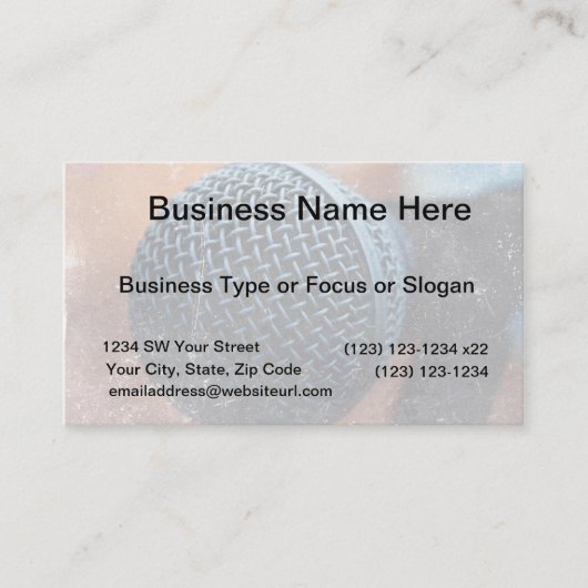 micは写真のグランジな上敷色音楽の上で閉まります 名刺 (正面)