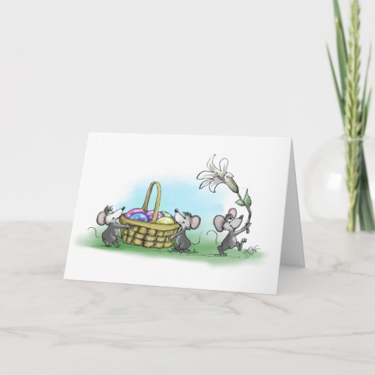 Mic、MacおよびMoeのハッピーイースター カード (正面)