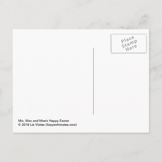 Mic, Mac and Moeのハッピーイースター シーズンポストカード (裏面)