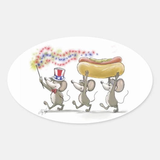 Mic, Moe's Happy 4th of July Sticker 楕円形シール (正面)
